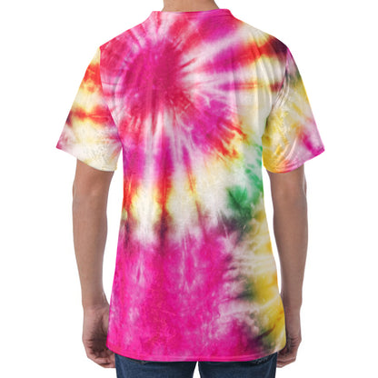 Double Tie Dye Print Men's Velvet T-Shirt