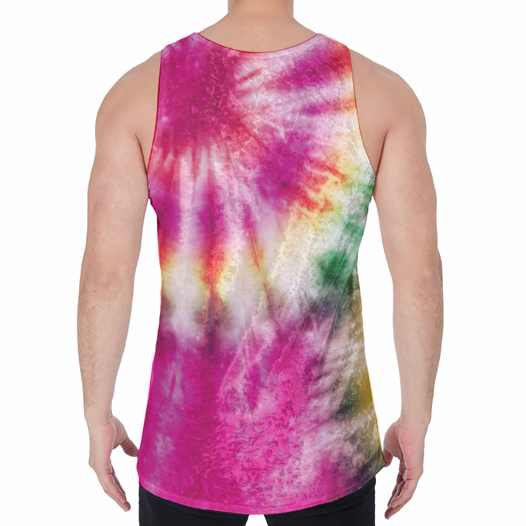 Double Tie Dye Print Men's Velvet Tank Top