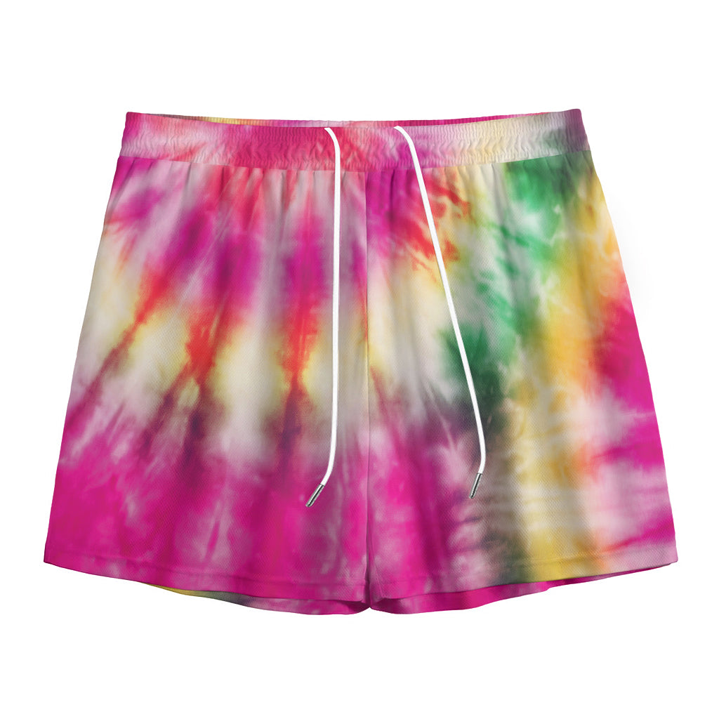 Double Tie Dye Print Mesh Shorts