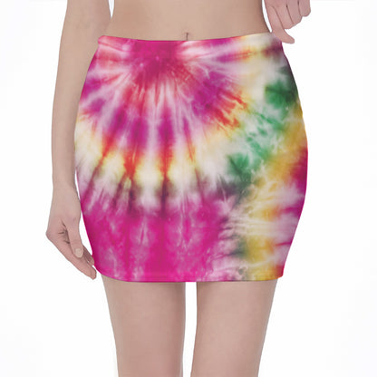 Double Tie Dye Print Pencil Mini Skirt