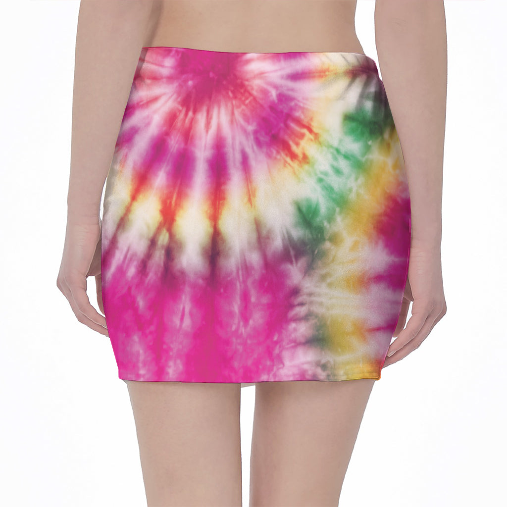 Double Tie Dye Print Pencil Mini Skirt