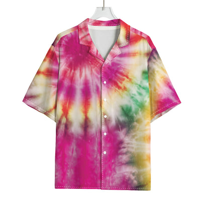 Double Tie Dye Print Rayon Hawaiian Shirt