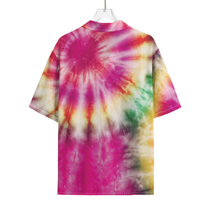 Double Tie Dye Print Rayon Hawaiian Shirt