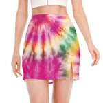 Double Tie Dye Print Side Slit Mini Skirt