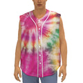 Double Tie Dye Print Sleeveless Baseball Jersey