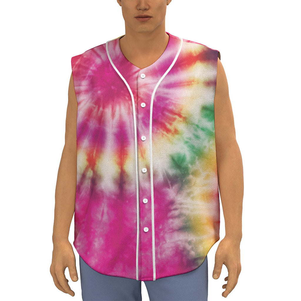 Double Tie Dye Print Sleeveless Baseball Jersey