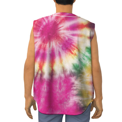 Double Tie Dye Print Sleeveless Baseball Jersey