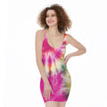 Double Tie Dye Print Sleeveless Bodycon Dress
