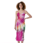 Double Tie Dye Print Slim Fit Midi Cami Dress