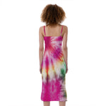 Double Tie Dye Print Slim Fit Midi Cami Dress