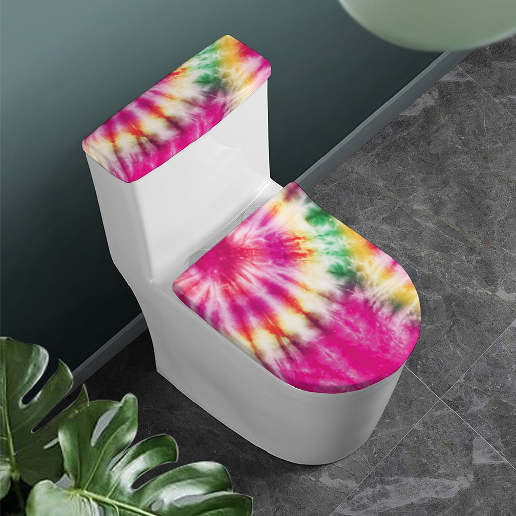 Double Tie Dye Print Toilet Lid And Tank Cover Set