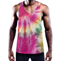 Double Tie Dye Print Men's Workout Tank Top