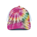 Double Tie Dye Print White Mesh Trucker Cap