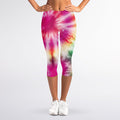 Double Tie Dye Print Women's Capri Leggings