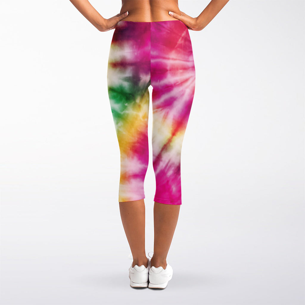 Double Tie Dye Print Women's Capri Leggings