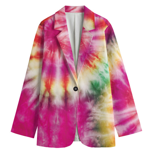 Double Tie Dye Print Women's Cotton Blazer