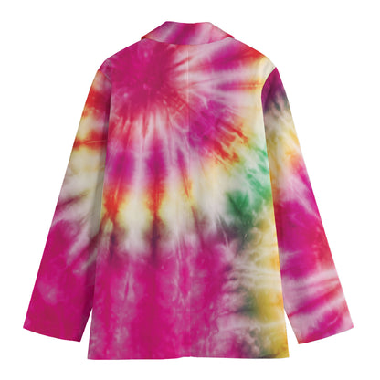 Double Tie Dye Print Women's Cotton Blazer