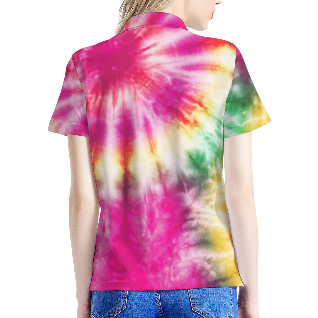 Double Tie Dye Print Women's Polo Shirt