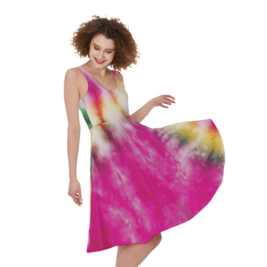 Double Tie Dye Print Women's Sleeveless Dress