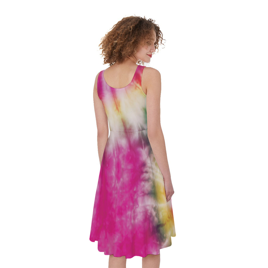 Double Tie Dye Print Women's Sleeveless Dress