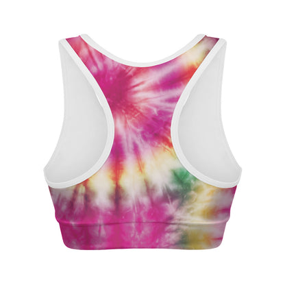 Double Tie Dye Print Women's Sports Bra