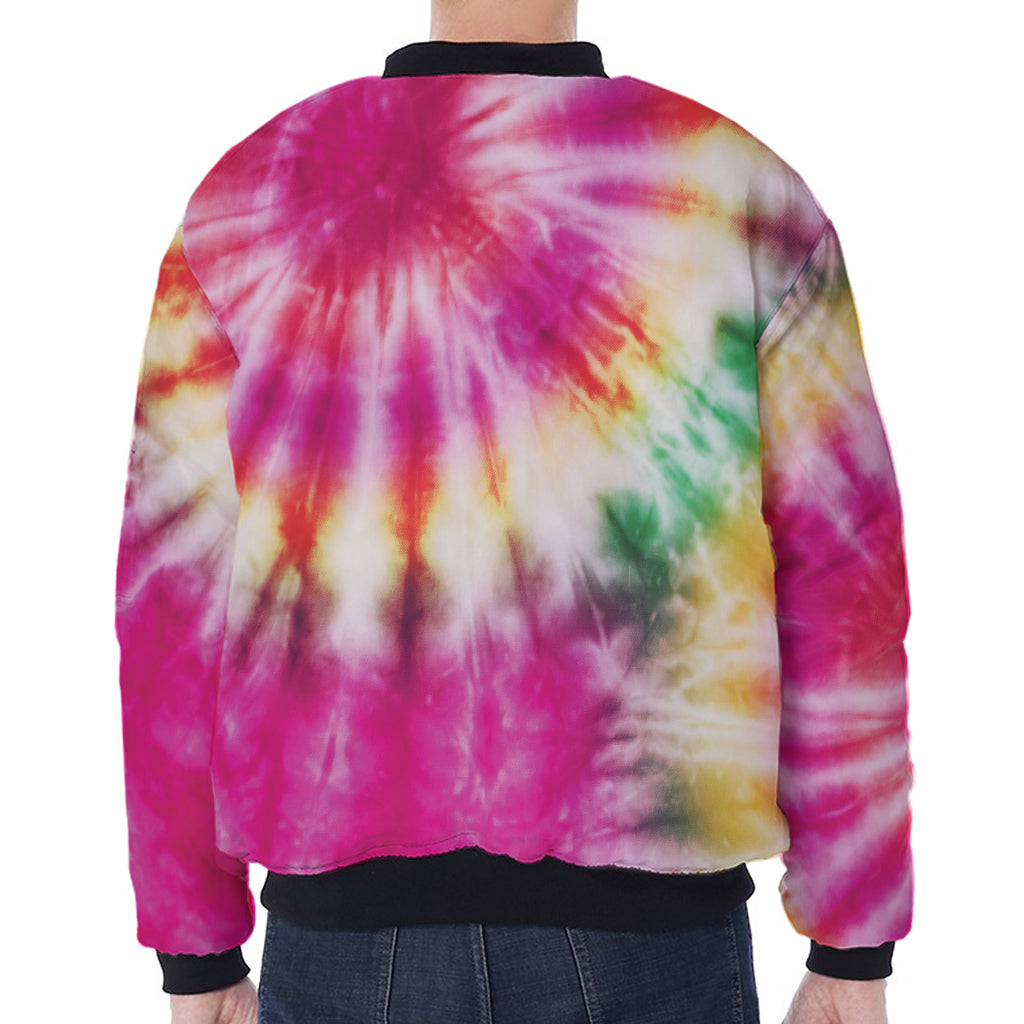 Double Tie Dye Print Zip Sleeve Bomber Jacket