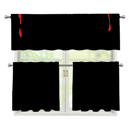 Dracula Fang Print 3 Piece Kitchen Curtains