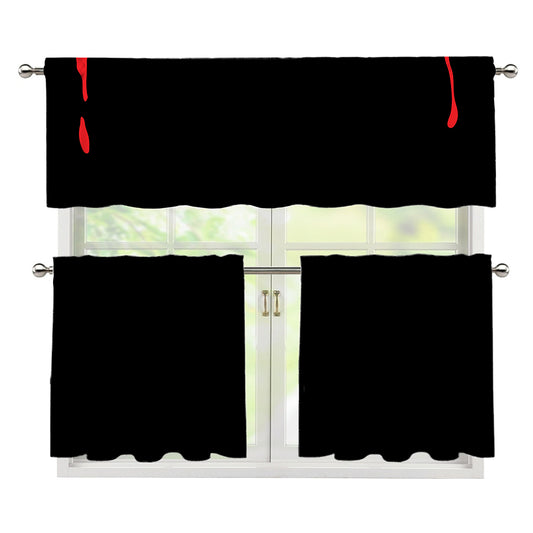 Dracula Fang Print 3 Piece Kitchen Curtains