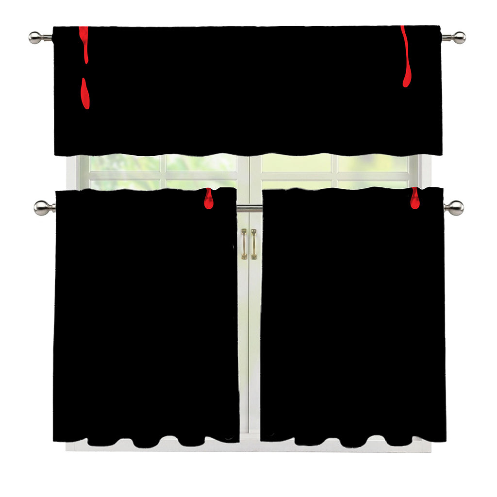 Dracula Fang Print 3 Piece Kitchen Curtains