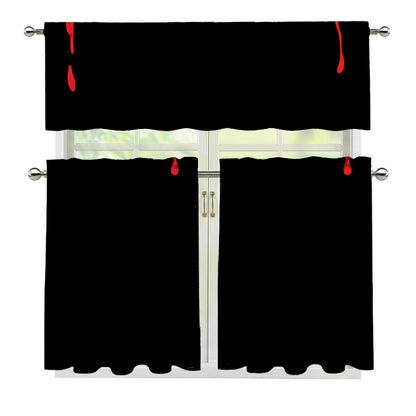 Dracula Fang Print 3 Piece Kitchen Curtains