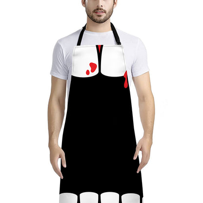 Dracula Fang Print Bib Apron With Pocket