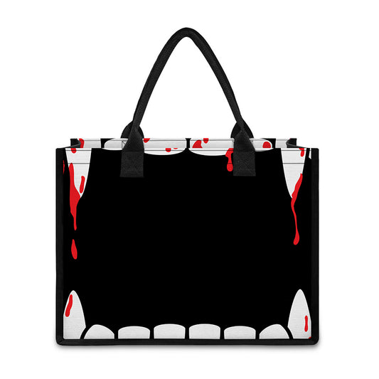 Dracula Fang Print Canvas Tote Bag