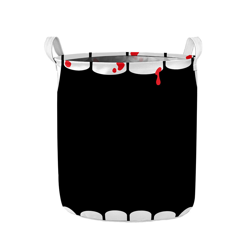 Dracula Fang Print Collapsible Laundry Basket