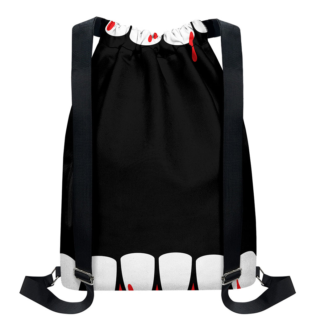 Dracula Fang Print Drawstring Backpack