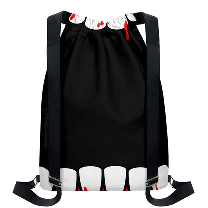Dracula Fang Print Drawstring Backpack