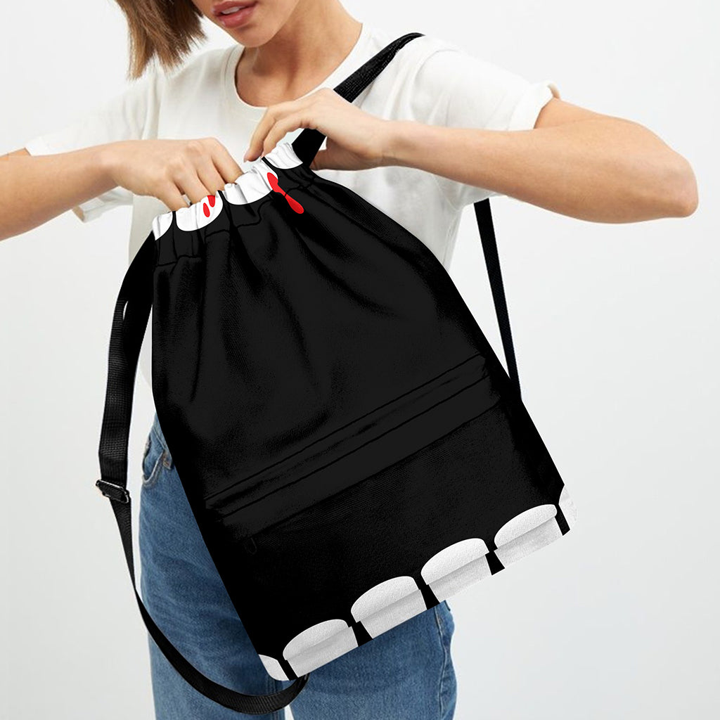 Dracula Fang Print Drawstring Backpack