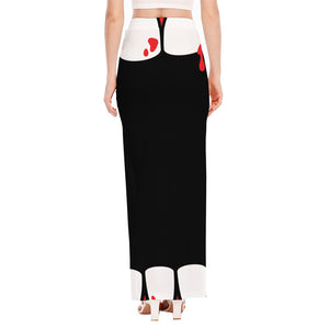 Dracula Fang Print High Slit Maxi Skirt