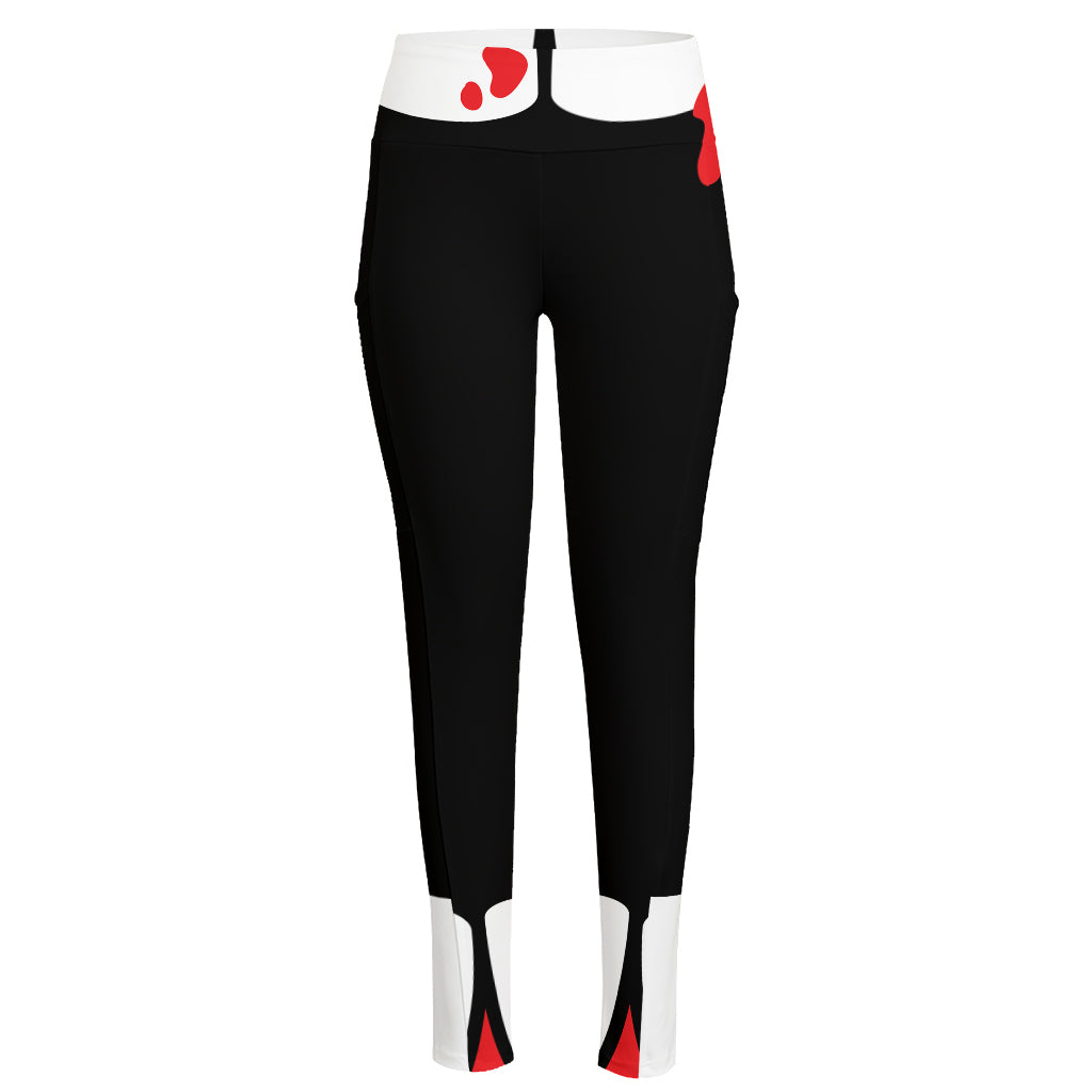 Dracula Fang Print High-Waisted Pocket Leggings