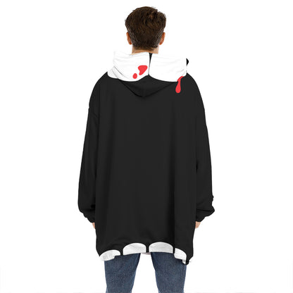 Dracula Fang Print Hoodie Blanket