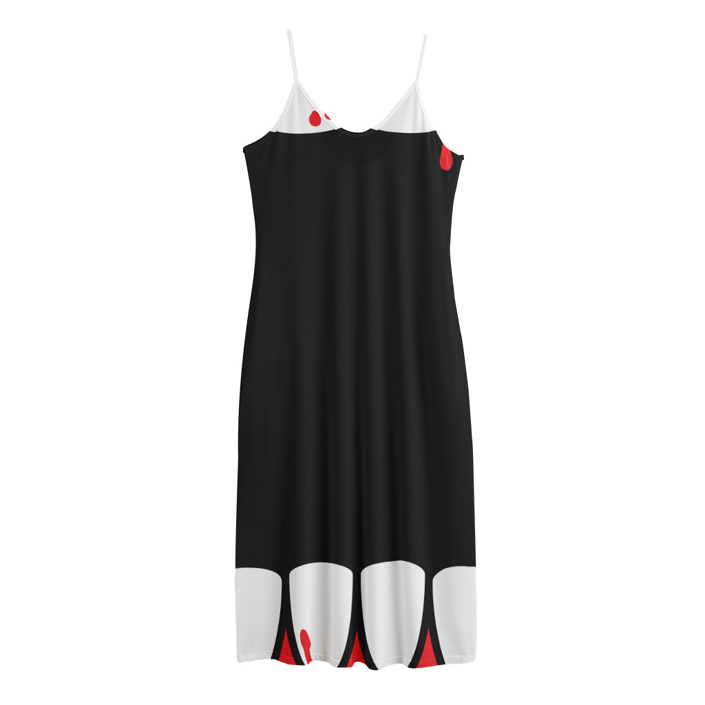 Dracula Fang Print Jersey Midi Cami Dress