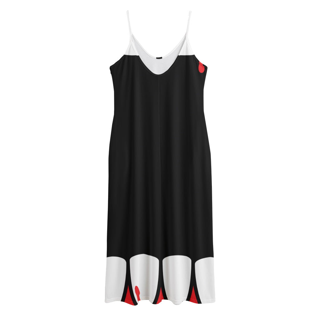Dracula Fang Print Jersey Midi Cami Dress