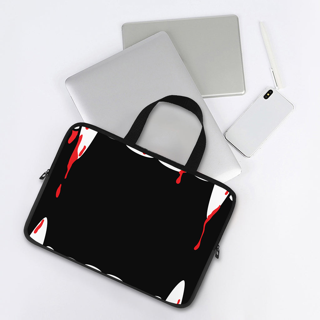 Dracula Fang Print Laptop Sleeve With Handle
