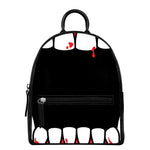 Dracula Fang Print Leather Backpack