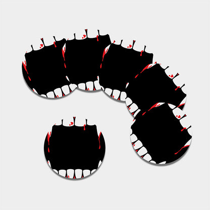 Dracula Fang Print Leather Coaster Set