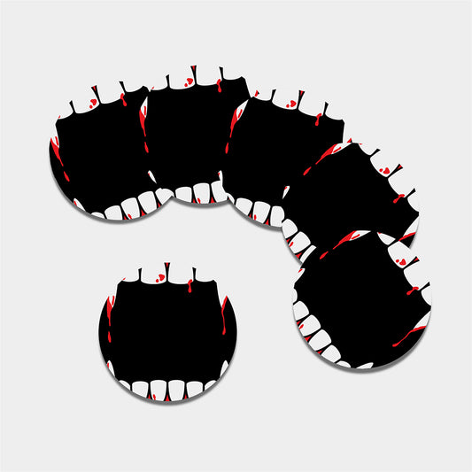Dracula Fang Print Leather Coaster Set