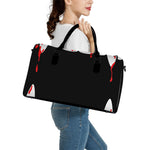 Dracula Fang Print Leather Duffle Bag