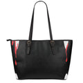 Dracula Fang Print Leather Tote Bag With Zipper
