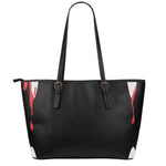 Dracula Fang Print Leather Tote Bag