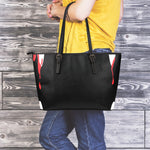 Dracula Fang Print Leather Tote Bag