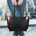 Dracula Fang Print Leather Tote Bag
